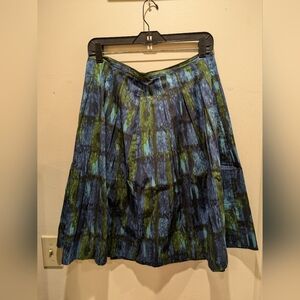 Talbots A-Line Skirt in Blue and Green Pattern Size 8